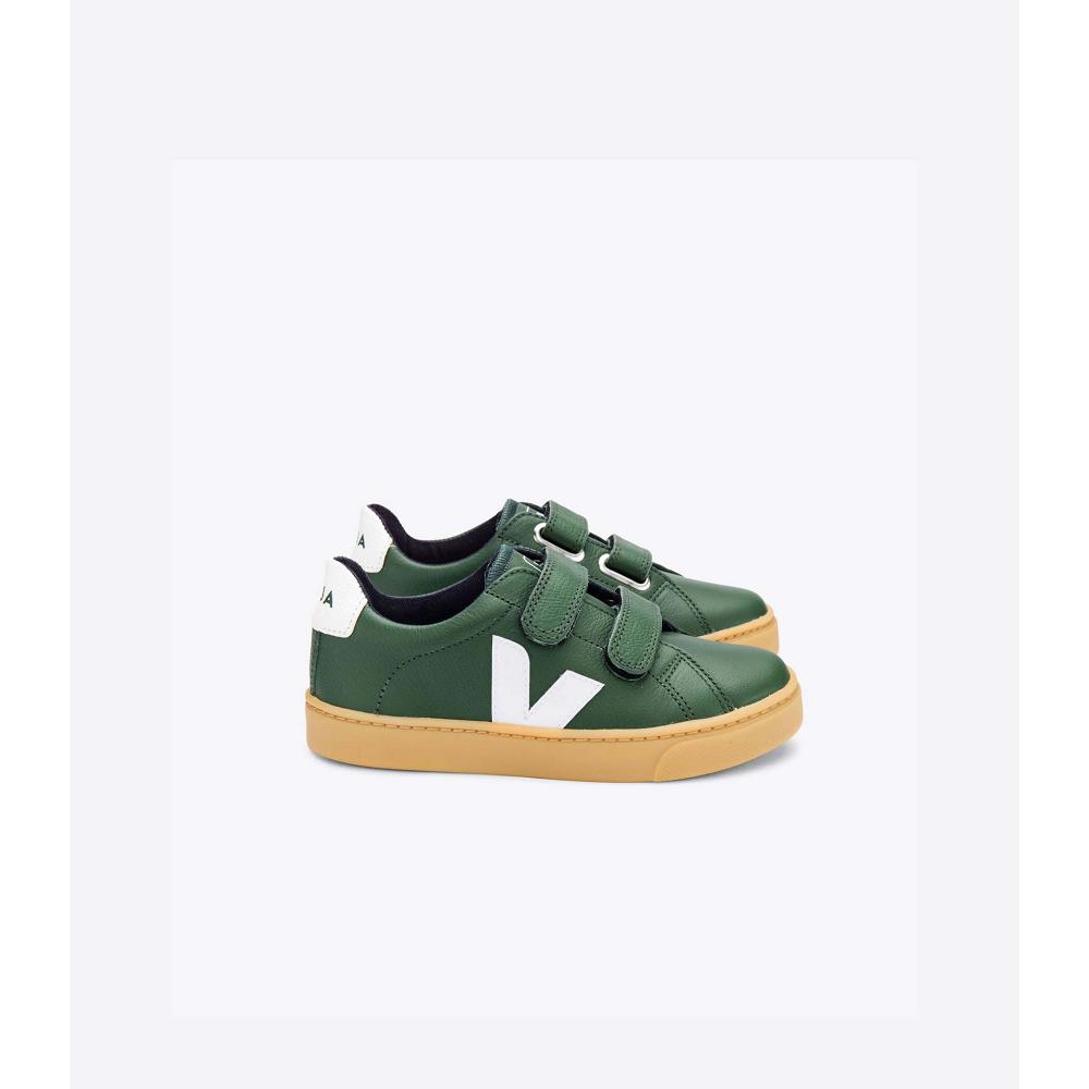 Kids\' Veja ESPLAR LEATHER Shoes Green | ZA 736TCE